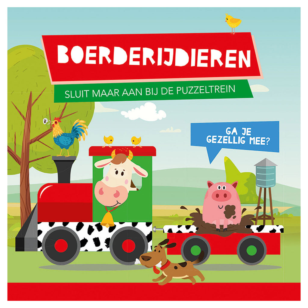 Lantaarn Publishers Buch und Puzzle Zug Bauernhoftiere