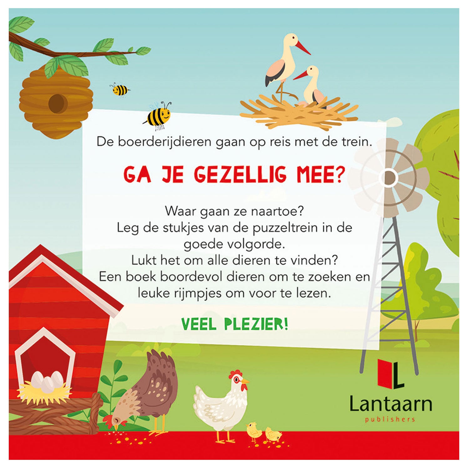 Lantaarn Publishers Buch und Puzzle Zug Bauernhoftiere