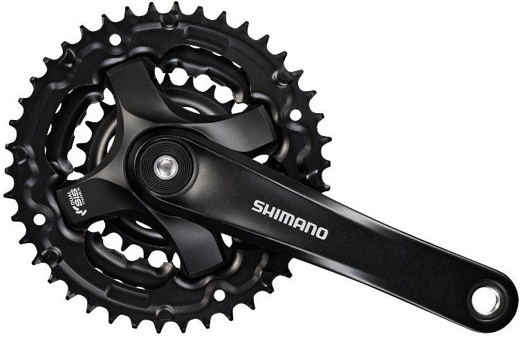 Shimano Tourney FC-TY501 6-fach Kurbelgarnitur mit 170 mm Kurbelarmlänge, 48 x 38 x 28 Zähne – schwarz