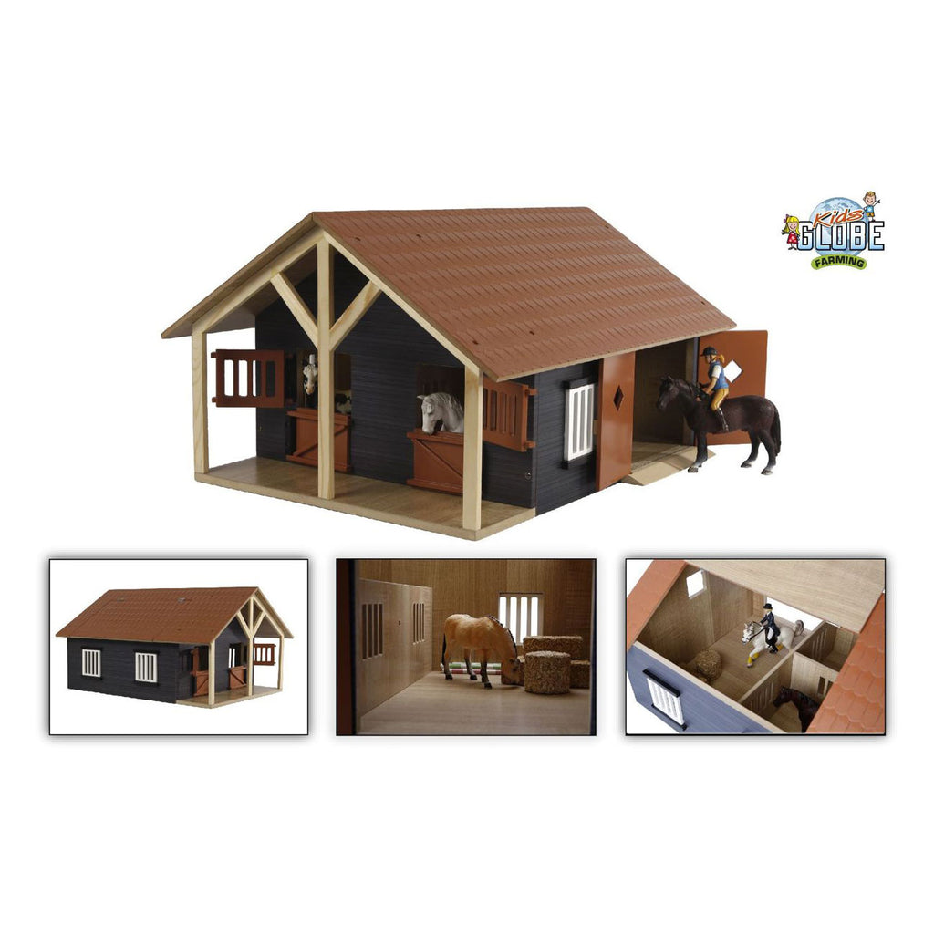 Kids Globe Pferdestall mit 2 Boxen und Stauraum, 1:24