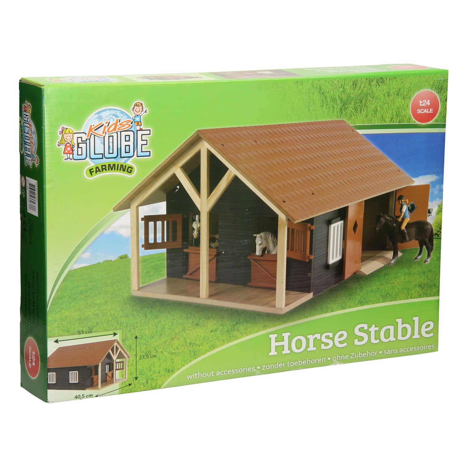 Kids Globe Pferdestall mit 2 Boxen und Stauraum, 1:24
