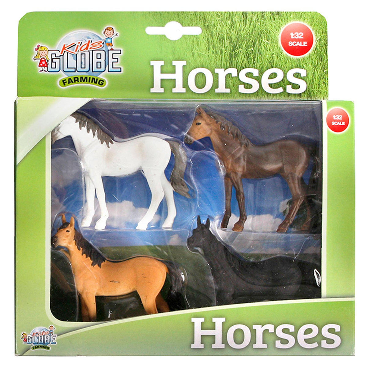 Kids globe paarden, 4st. 1:32