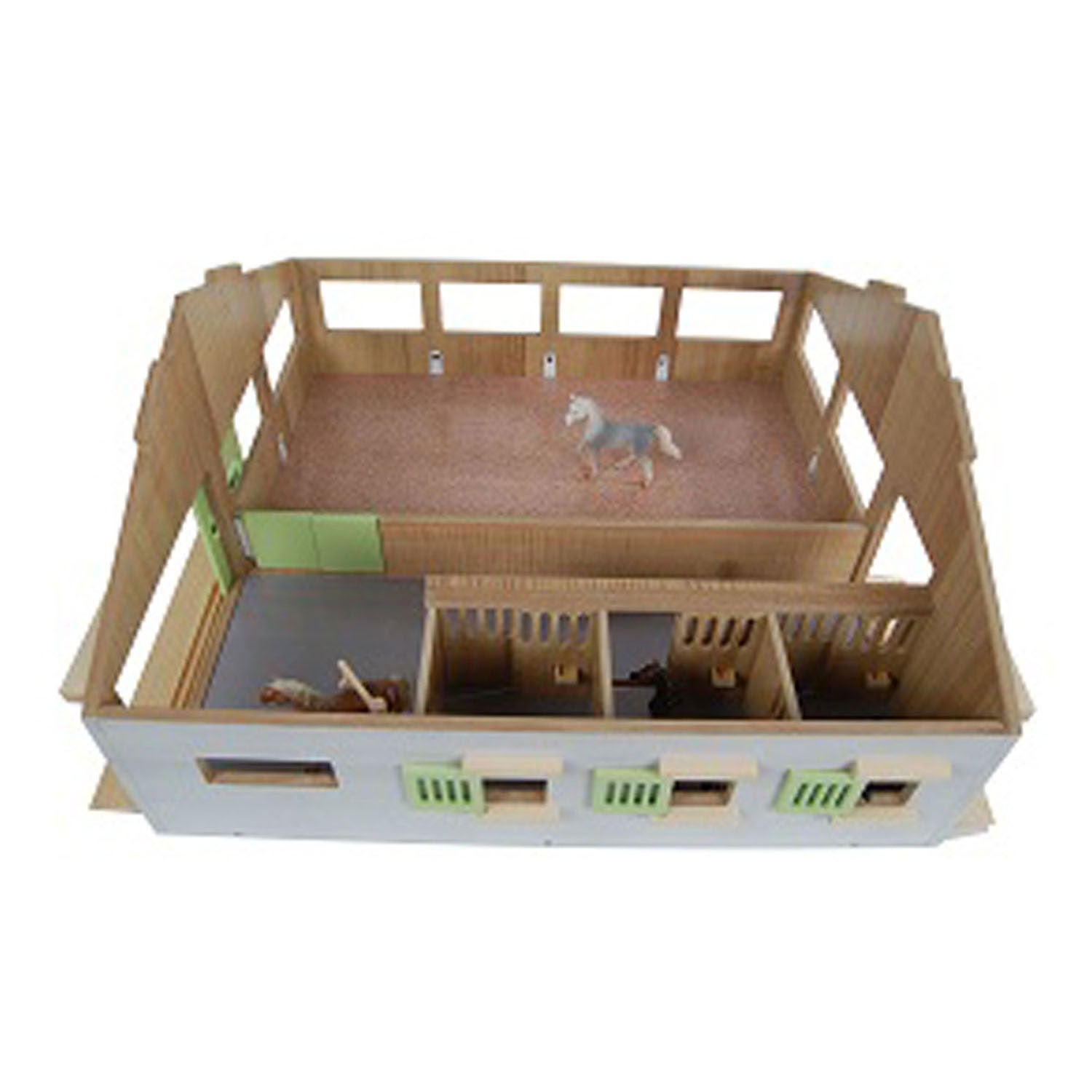 Kids globe paardenstal met 3 boxen + binnenbak 1:32