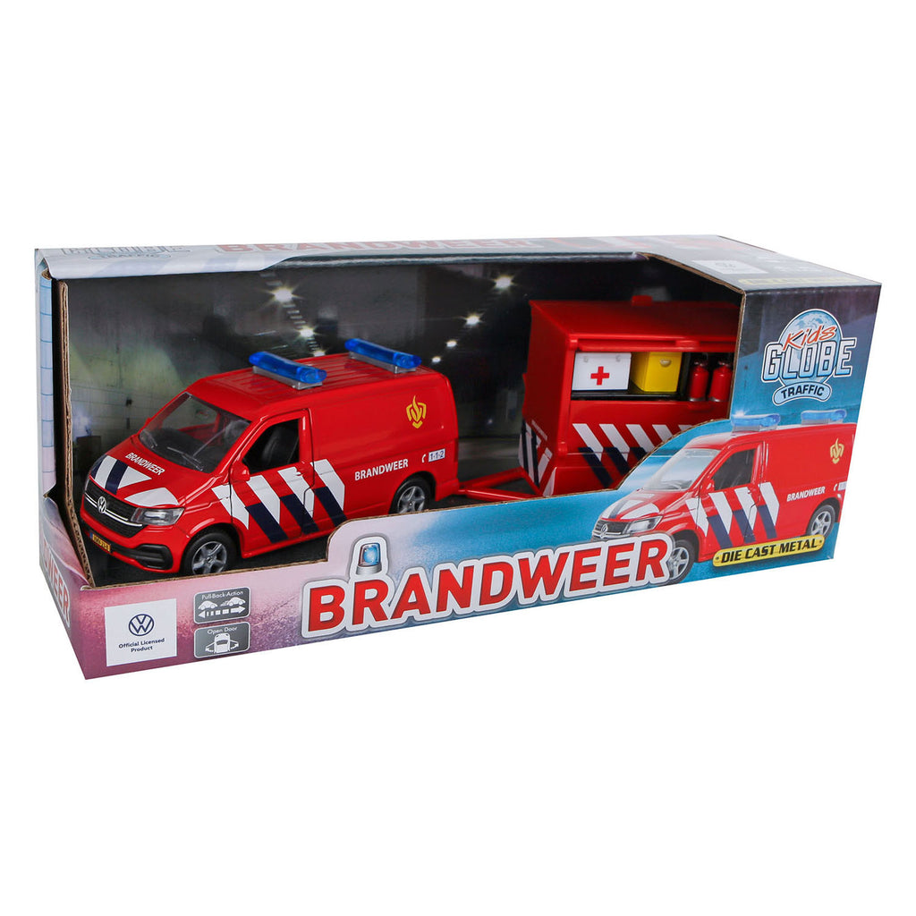 Kids Globe VW Feuerwehrtransporter mit Anhänger