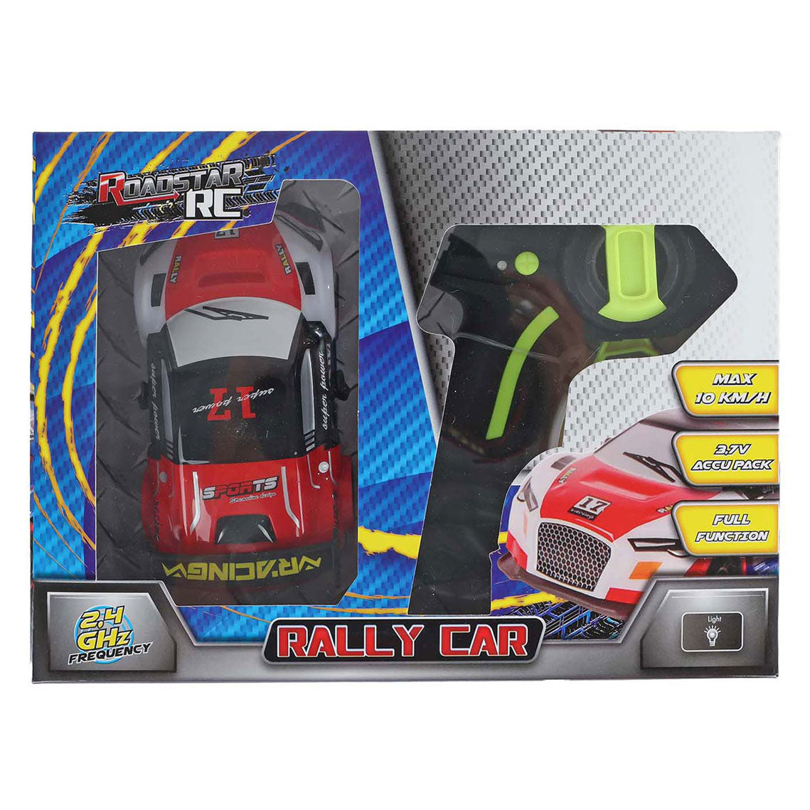 RC Roadstar ferngesteuertes Rallyeauto mit 2,4 GHz rotem Licht, 13 cm