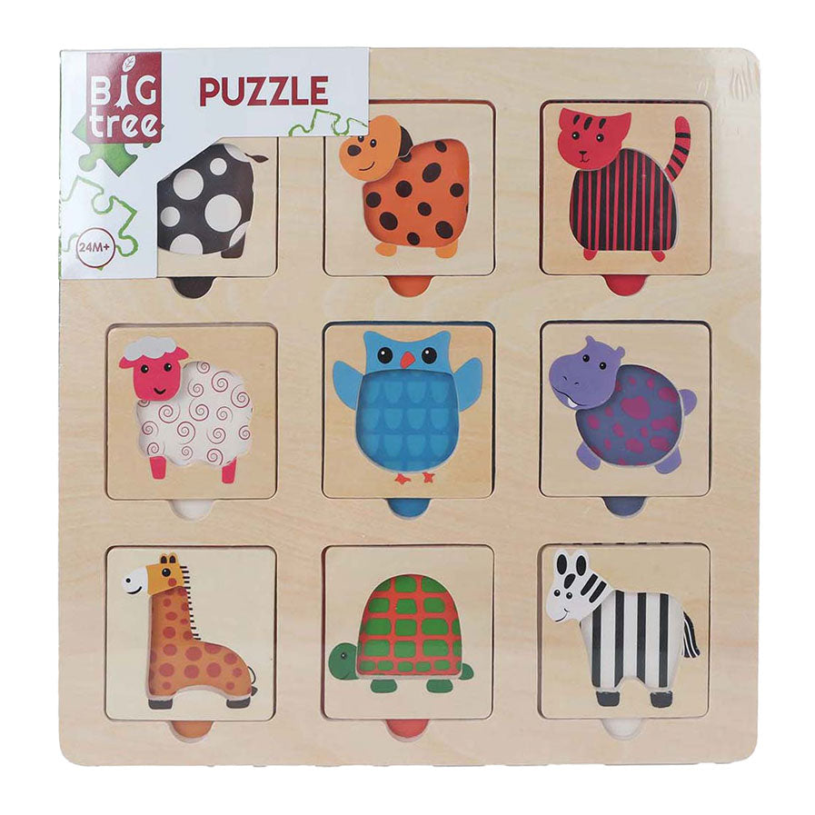 Big tree inlegpuzzel hout zoek het dier 9pc