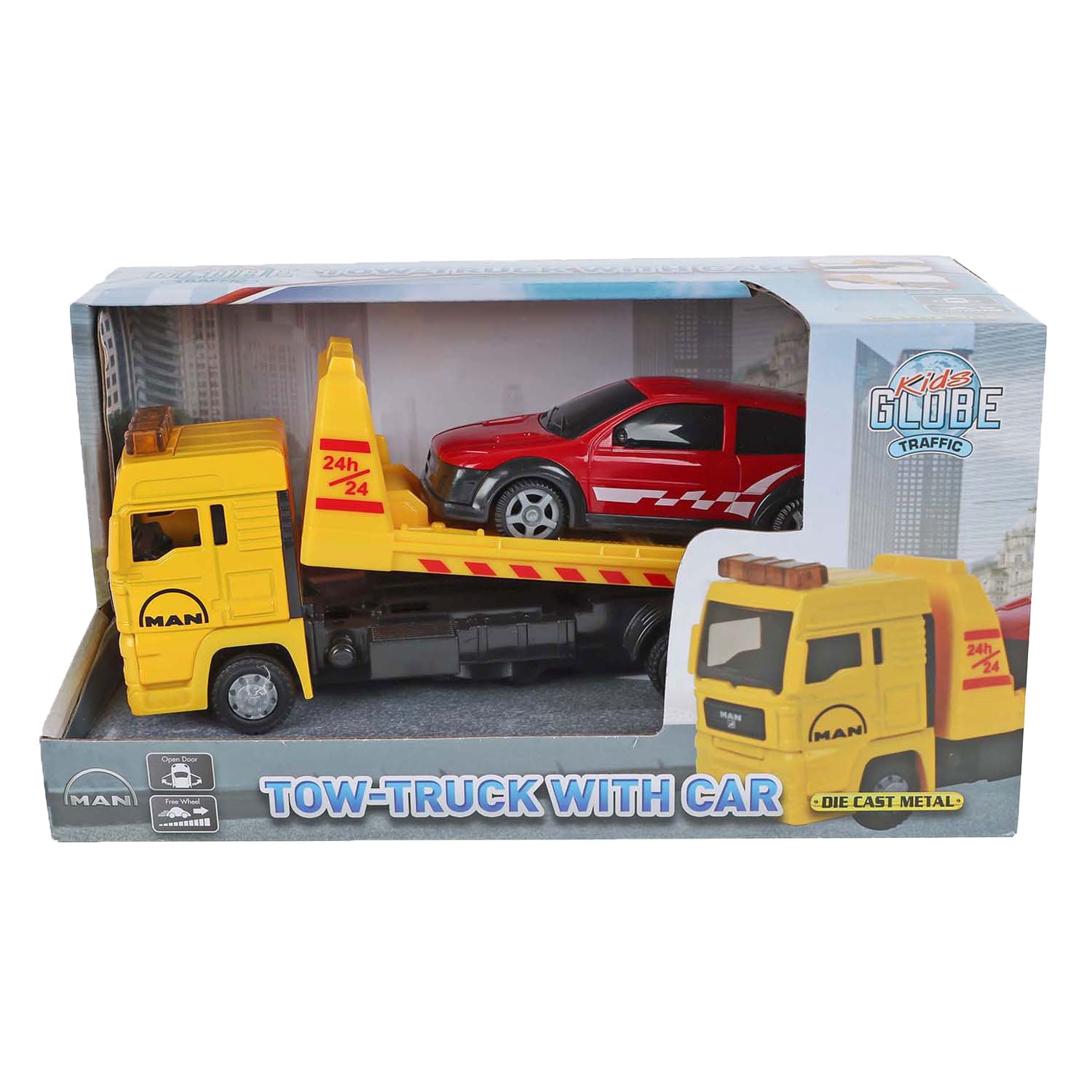 Man bergingswagen 19cm met auto 10,5cm