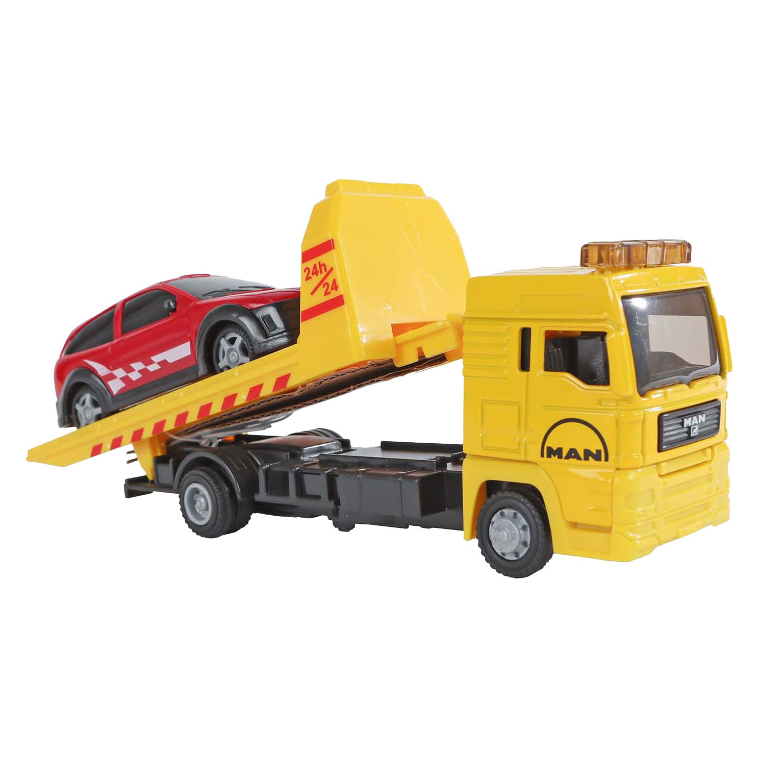 Man bergingswagen 19cm met auto 10,5cm
