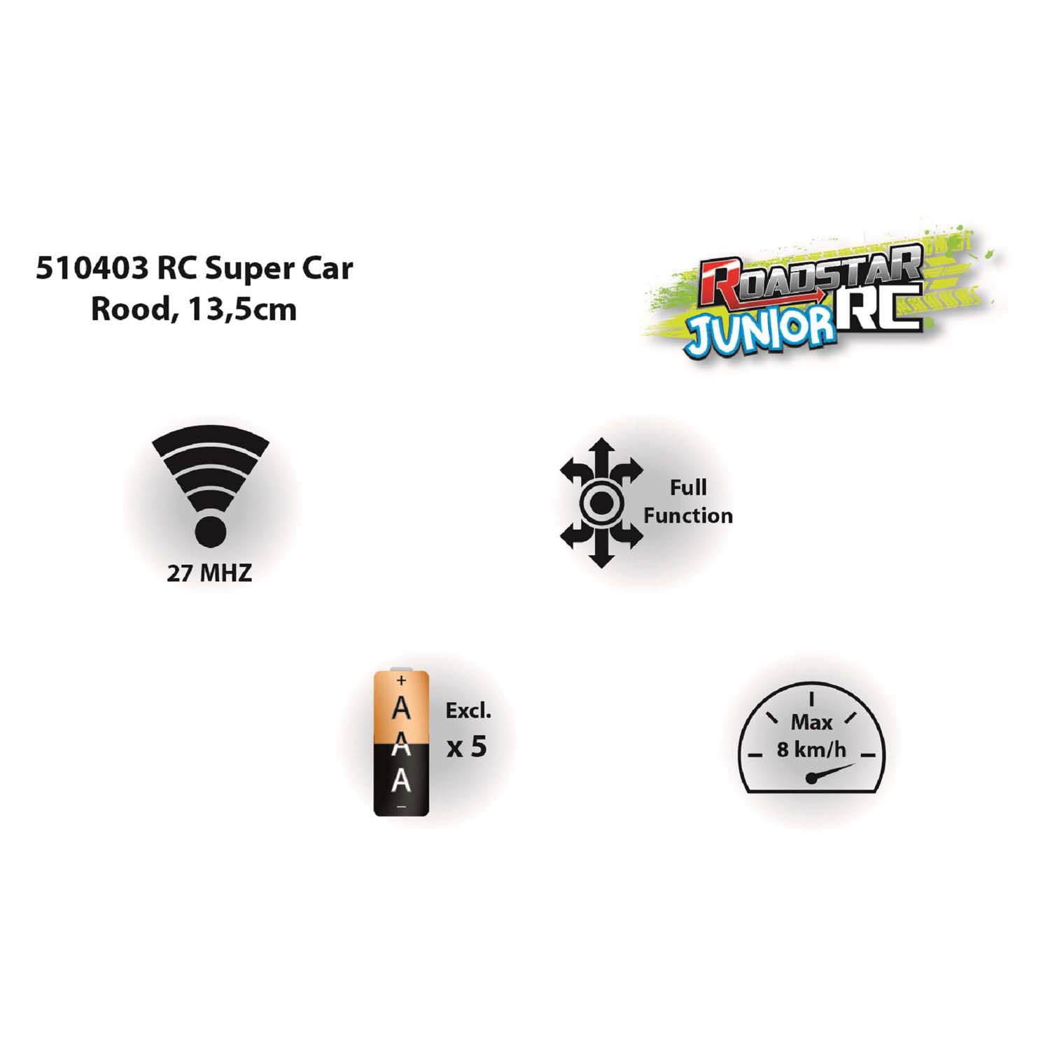 Roadstar rc auto 27mhz rood 13,5cm