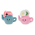 Take me home knuffel plant pluche - theepot met bloemen, 18cm