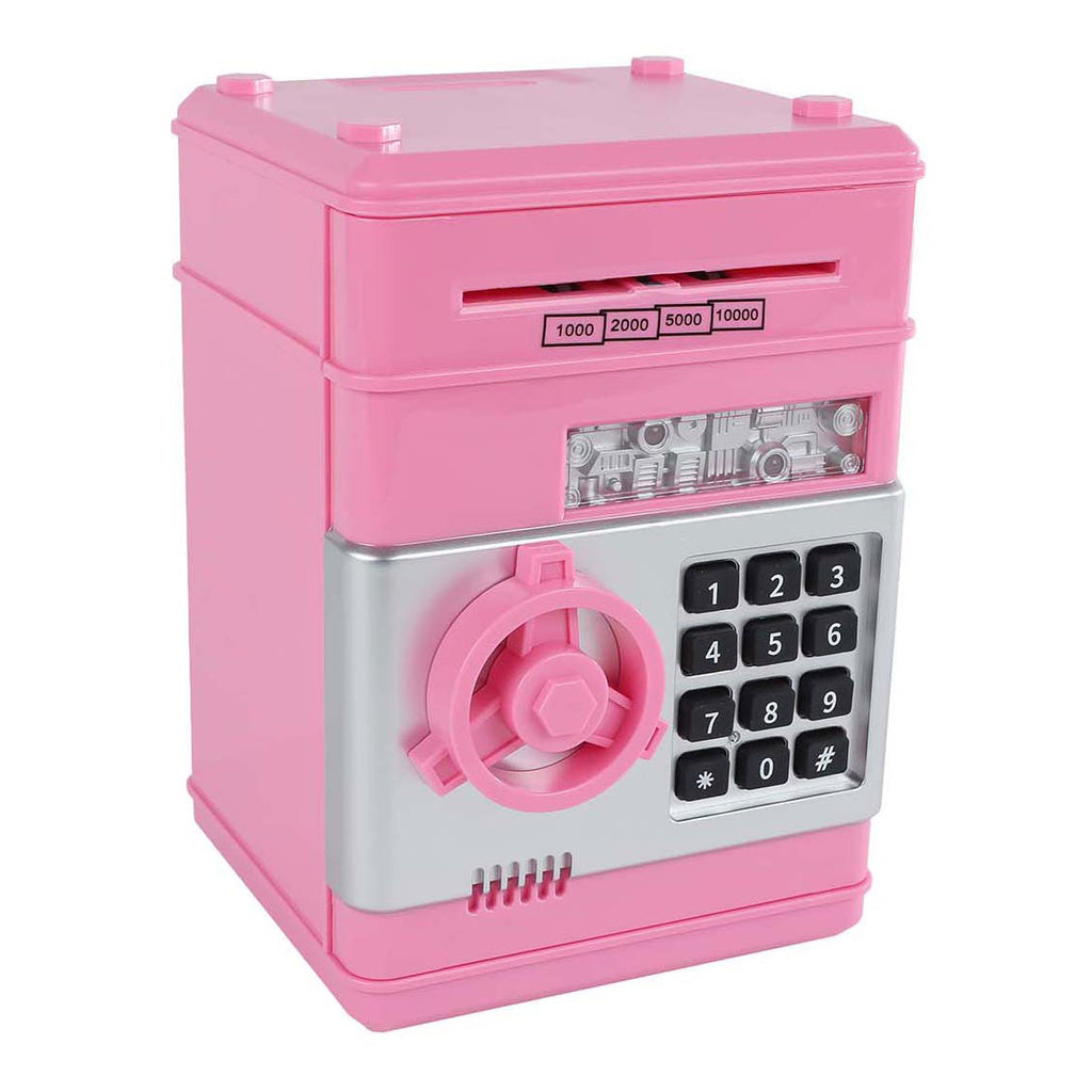 Geldtresor mit Geheimcode, rosa, 19,5 cm