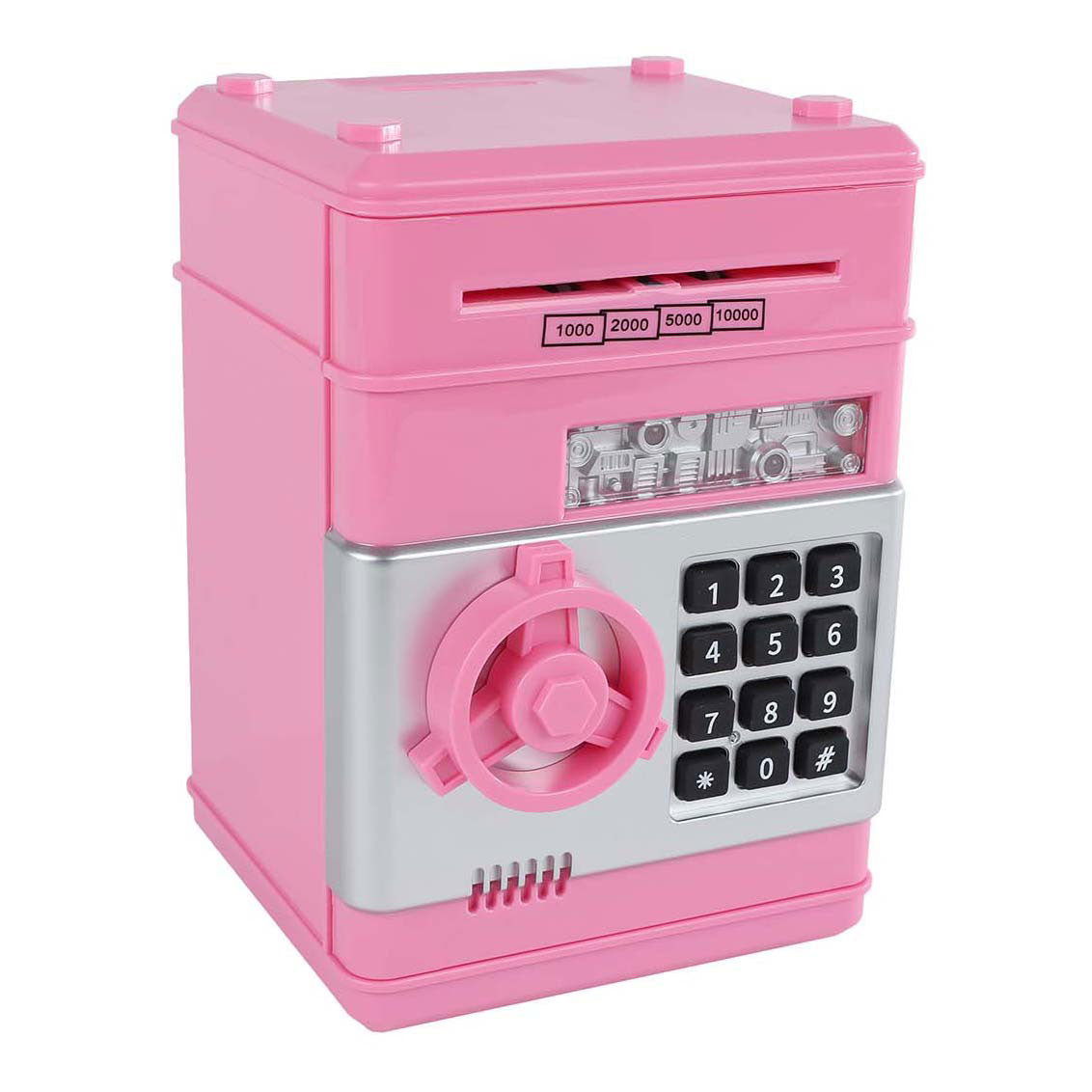 Geldtresor mit Geheimcode, rosa, 19,5 cm