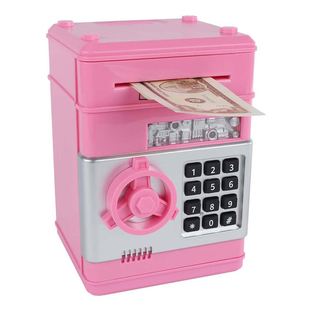 Geldtresor mit Geheimcode, rosa, 19,5 cm