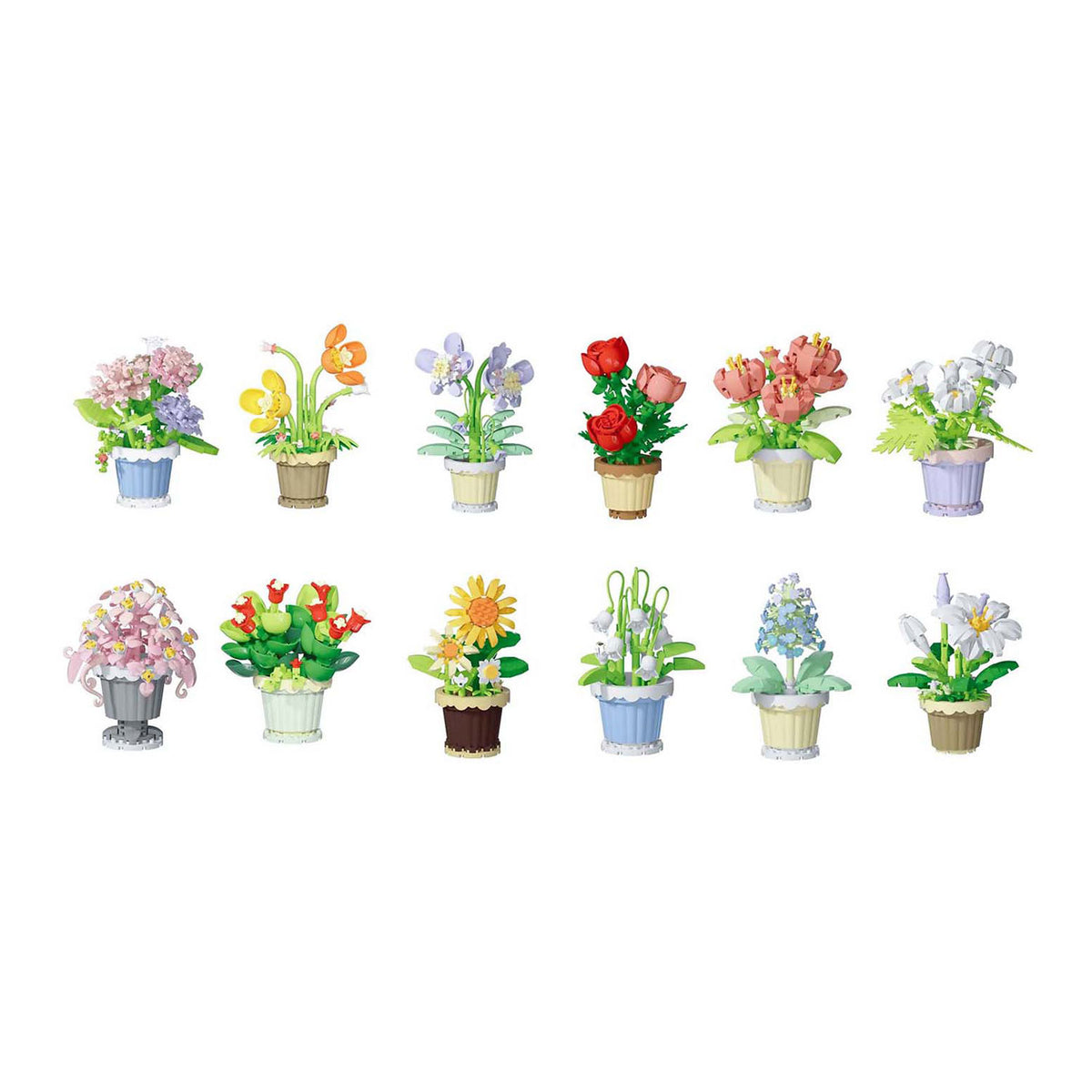 Blumen-Bauset mit Pflanze im Topf - 365 Teile.