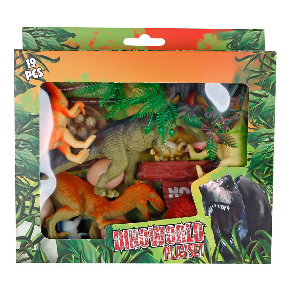DinoWorld Dinosaurier-Spielset, 19-teilig.