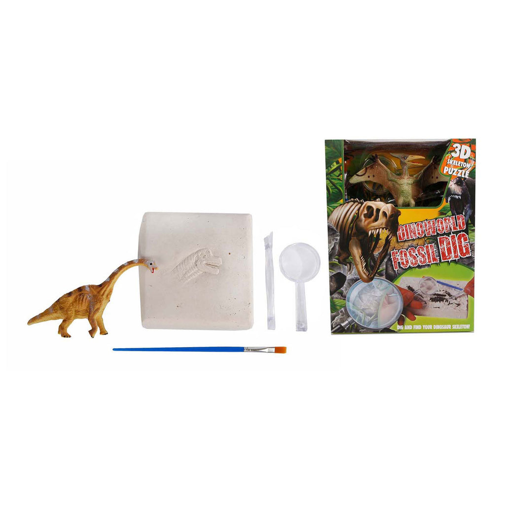 Dinoworld fossiel hakken - puzzel met extra dinosaurus figuur