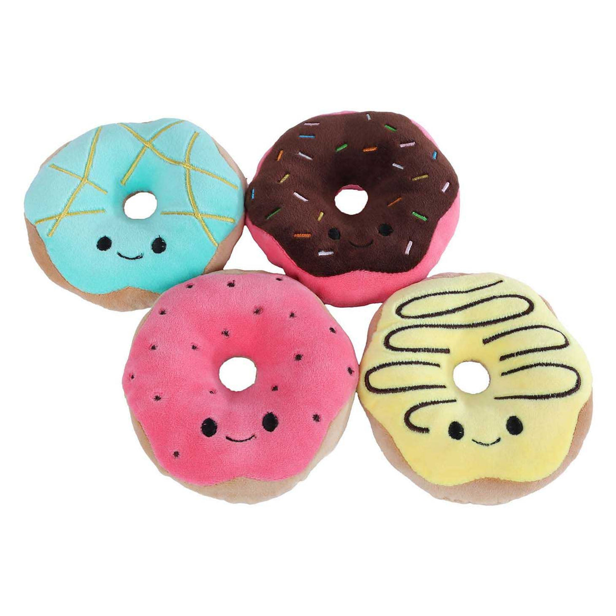 Flauschiges Menü-Plüschtier mit 4 Donuts – 40 cm