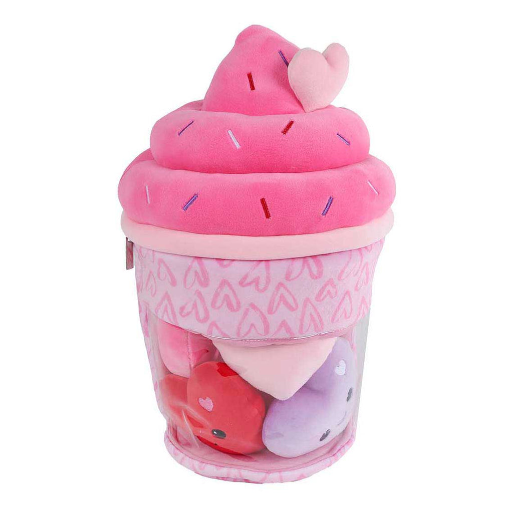 Flauschiges Menü-Plüsch-Eiscreme-Set mit 4 Herzen – 36 cm