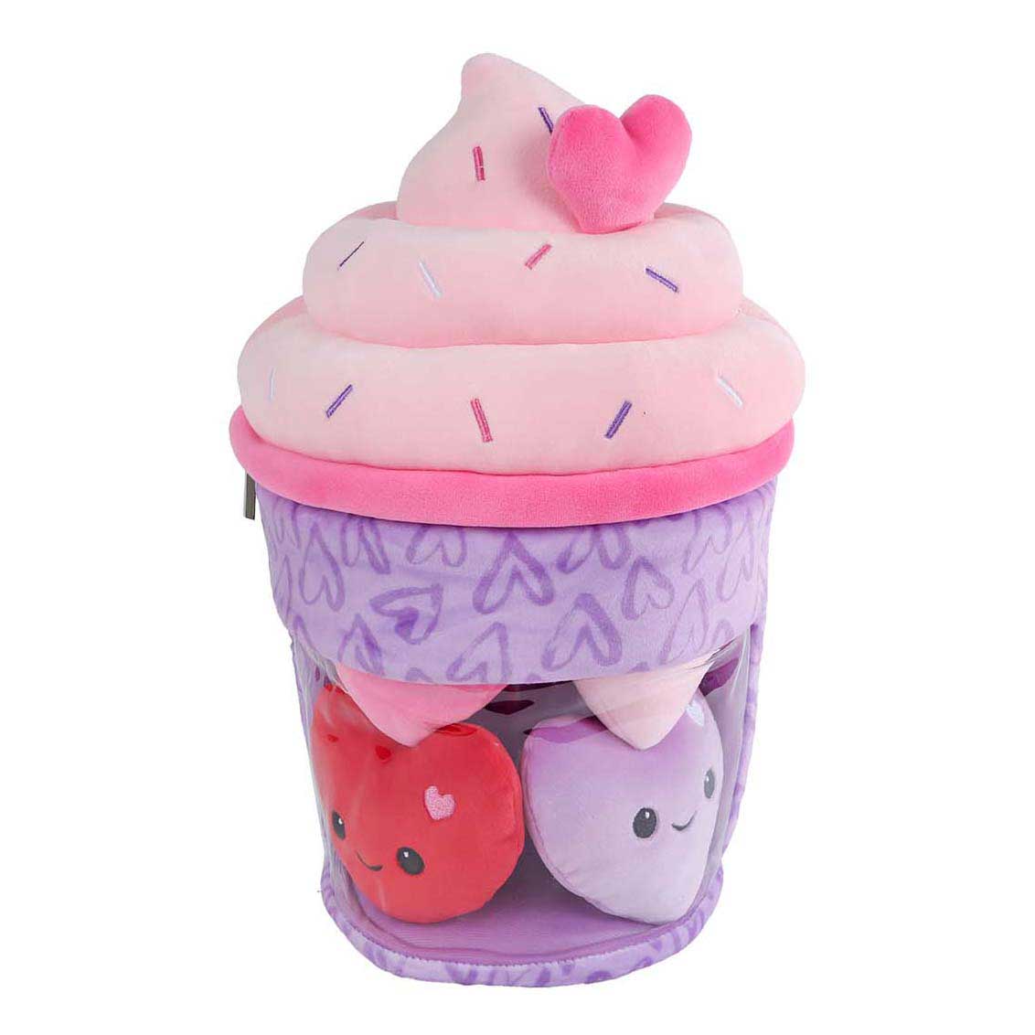 Flauschiges Menü-Plüsch-Eiscreme-Set mit 4 Herzen – 36 cm