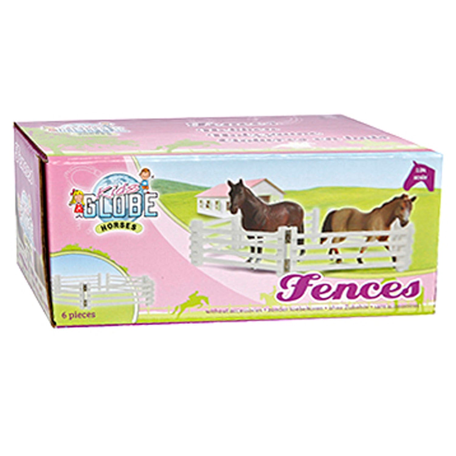 Kids globe horses houten hekken 6 stuks wit