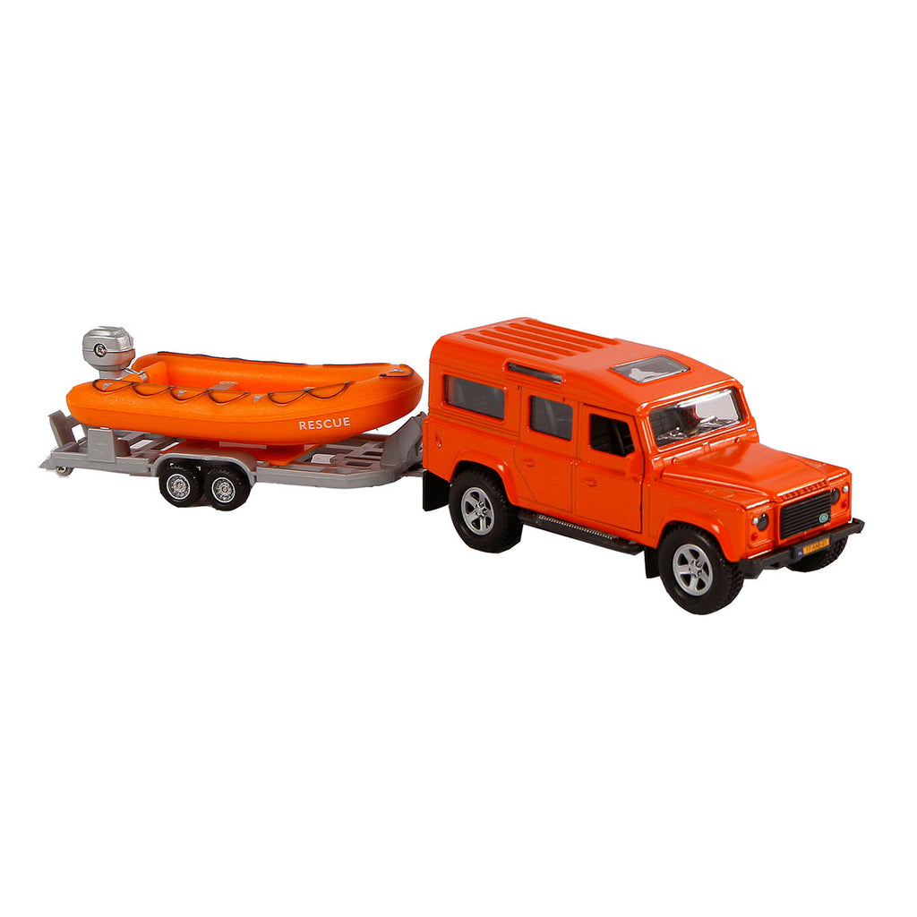 Kids globe die-cast land rover met reddingsboot, 27cm