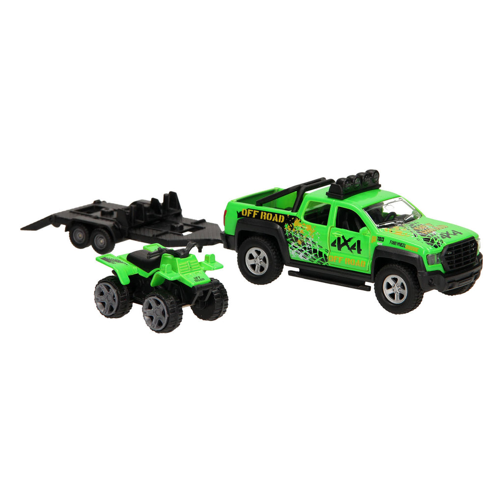 Kids globe terreinwagen met trailer+quad