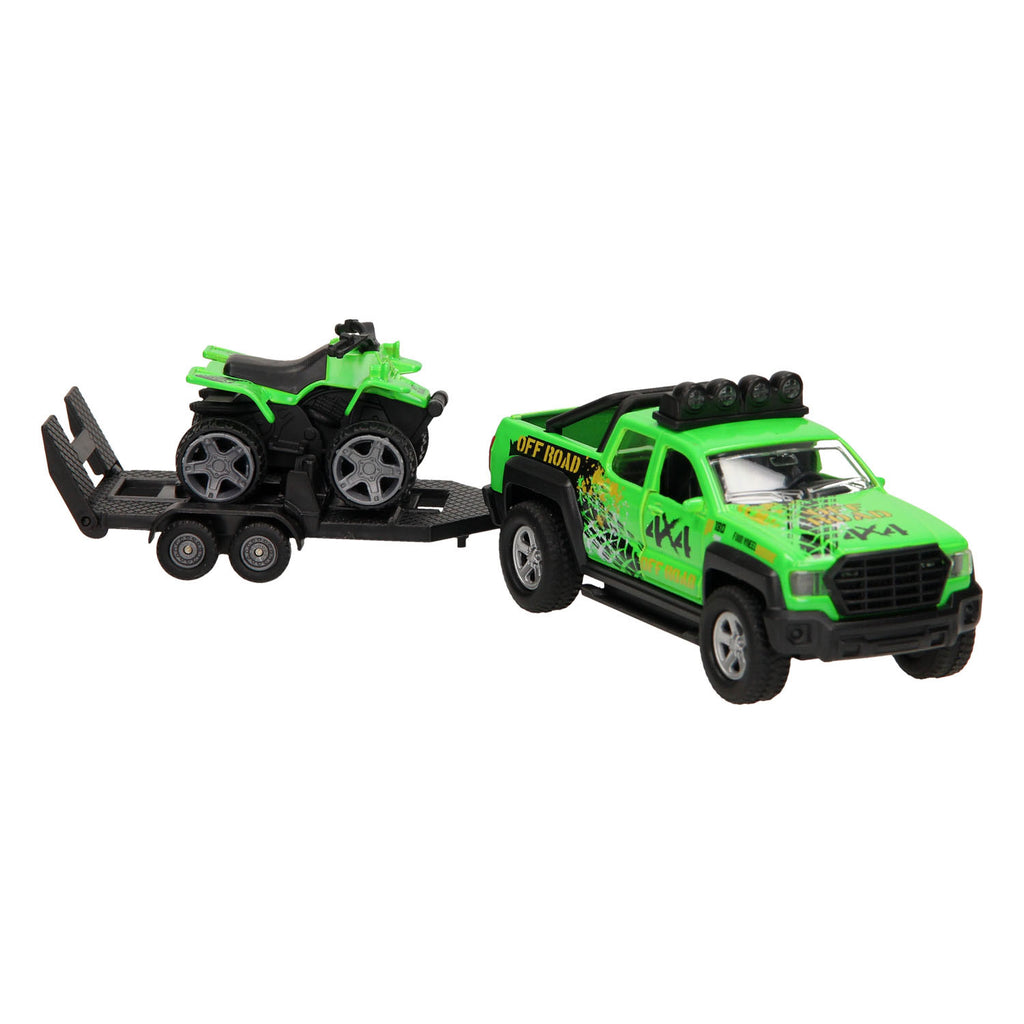 Kids globe terreinwagen met trailer+quad