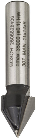 Bosch - v-groeffrezen 8 mm, d1 11 mm, l 14 mm, g 45 mm, 60°