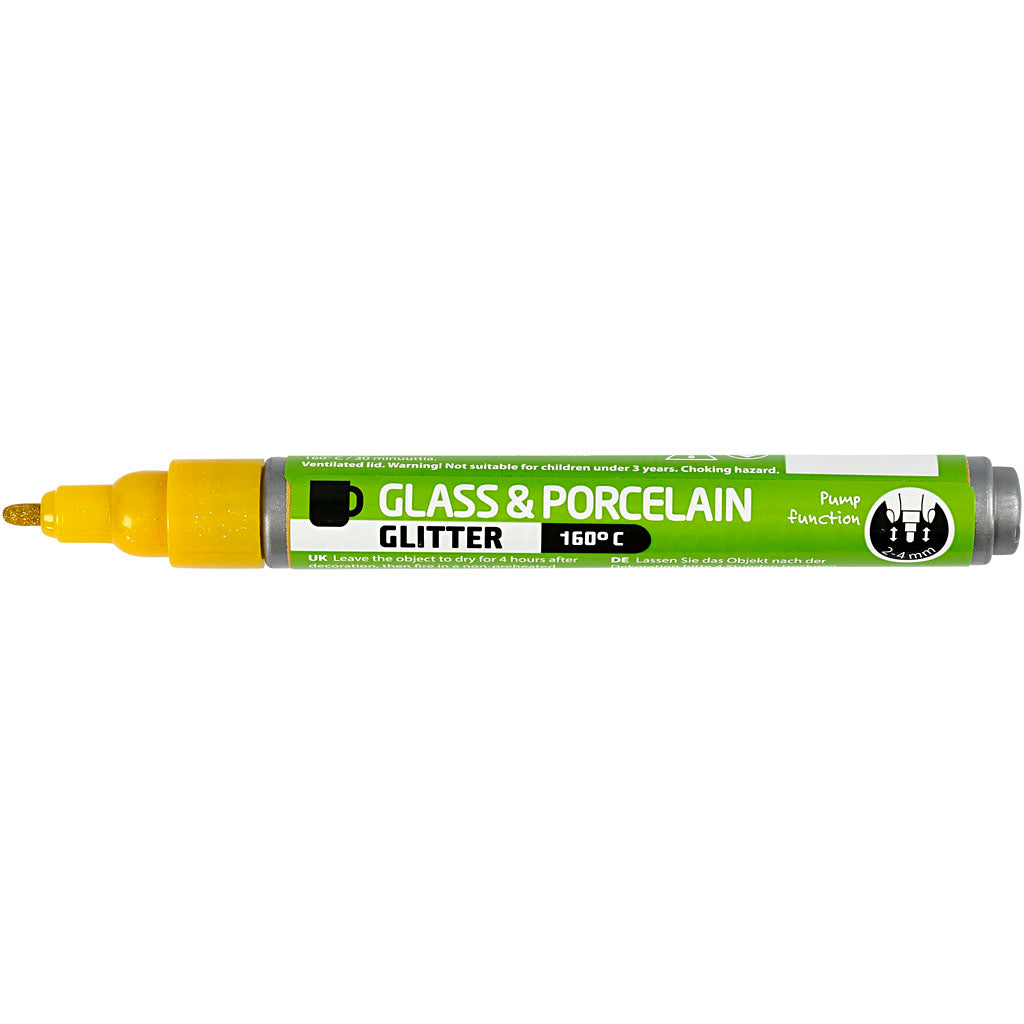 Creativ company https: www.cchobby.nl glas-porseleinstiften-glitter-lijndikte-2-4-mm-semi-dekkend-geel-1-stuk