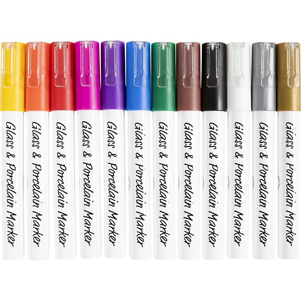Creativ Company Glasporzellan-Marker, 12 Stück.