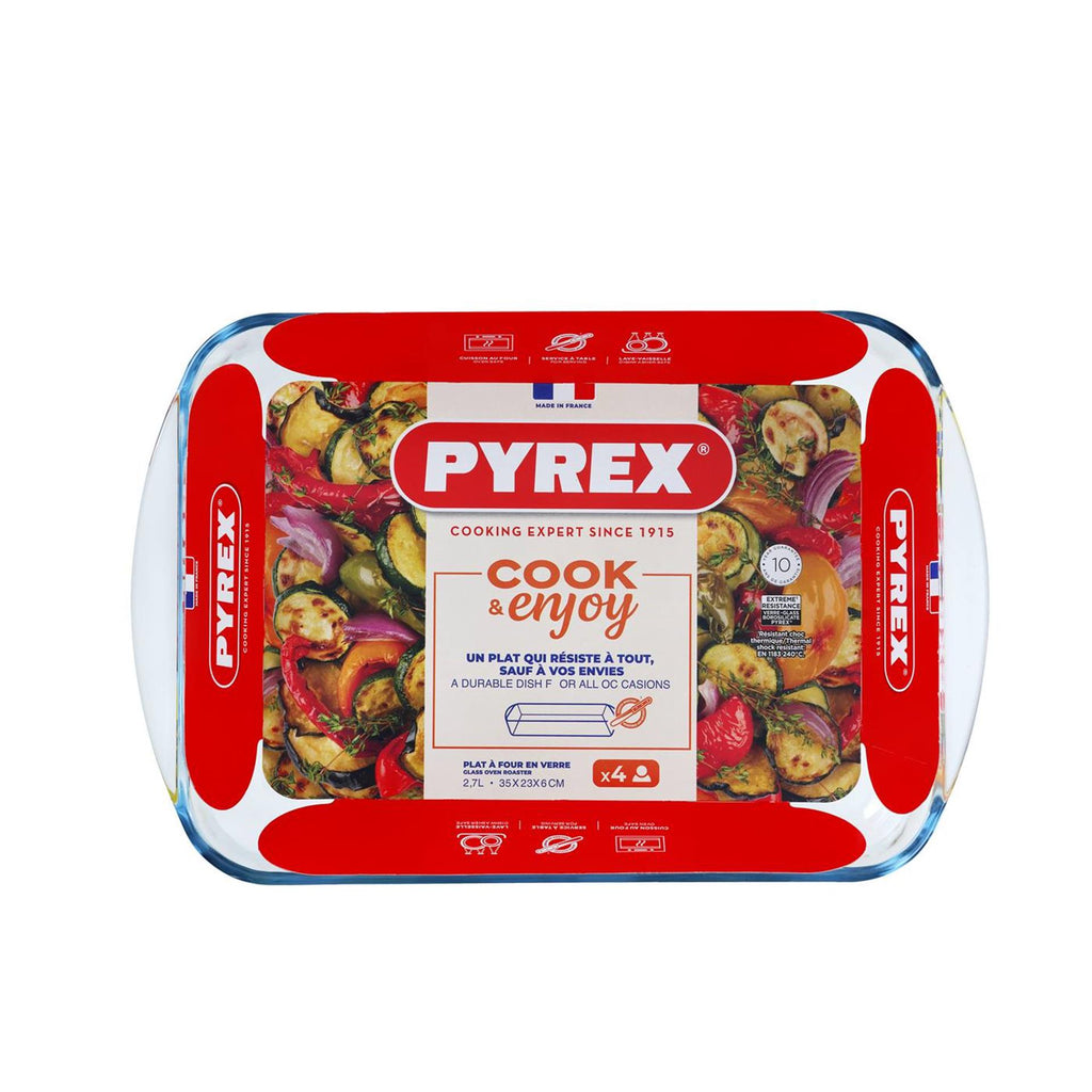 Pyrex rechthoekige glazen ovenschaal 2,6 liter 35 x 23 x 5 cm - ovenschotel schalen - bakvorm