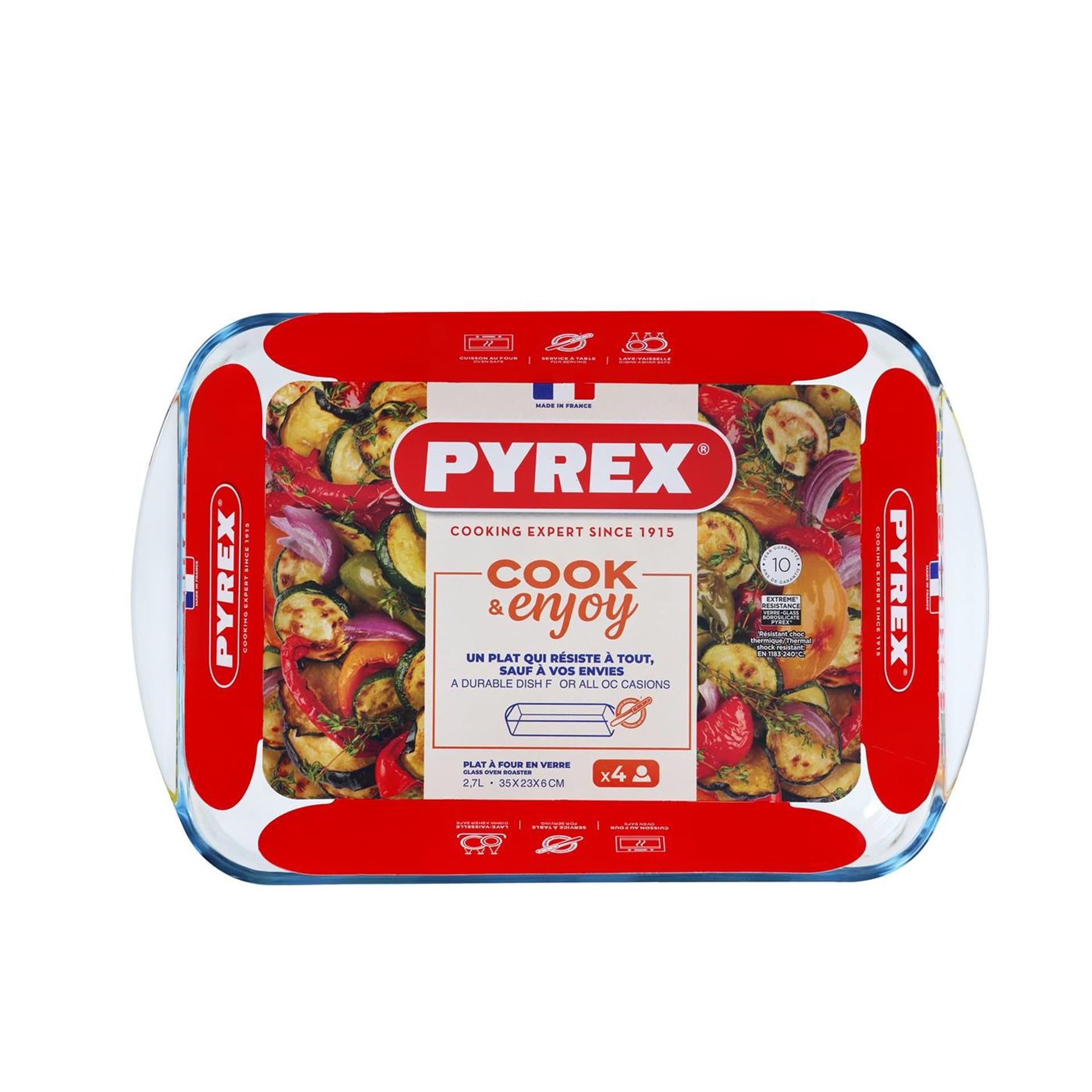 Pyrex rechthoekige glazen ovenschaal 2,6 liter 35 x 23 x 5 cm - ovenschotel schalen - bakvorm