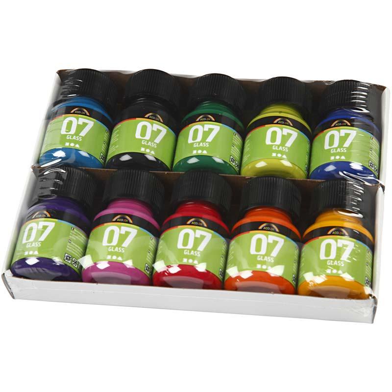 Creativ company permanente glasverf - set van 10 kleuren, 30ml