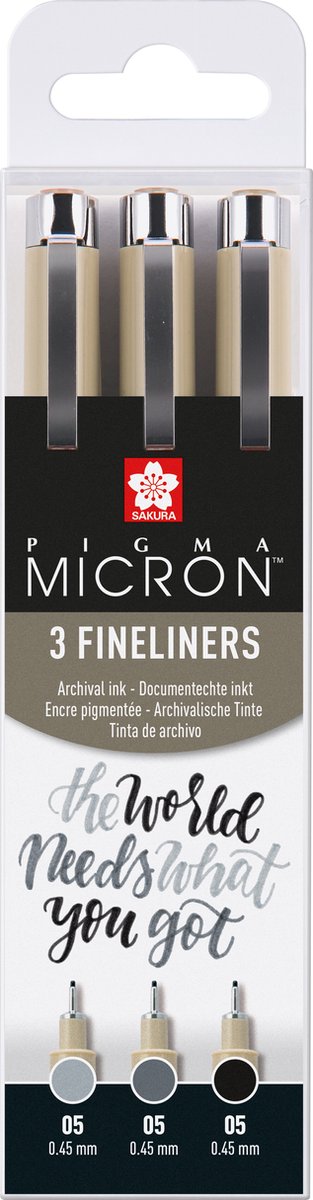 Sakura • Pigma Micron 05 Fineliner-Set Schwarz Grau 3-teilig