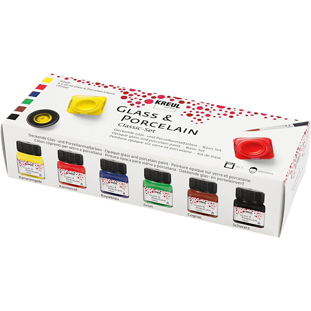 Creativ company kreul glas- en porseleinverf classic set 6x20 ml
