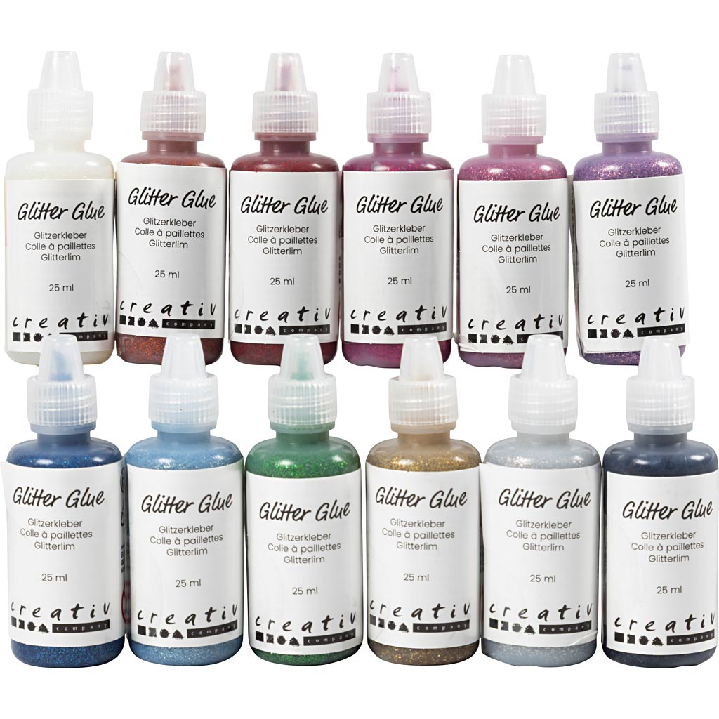 Creativ company glitterlijm diverse kleuren, 12x25ml