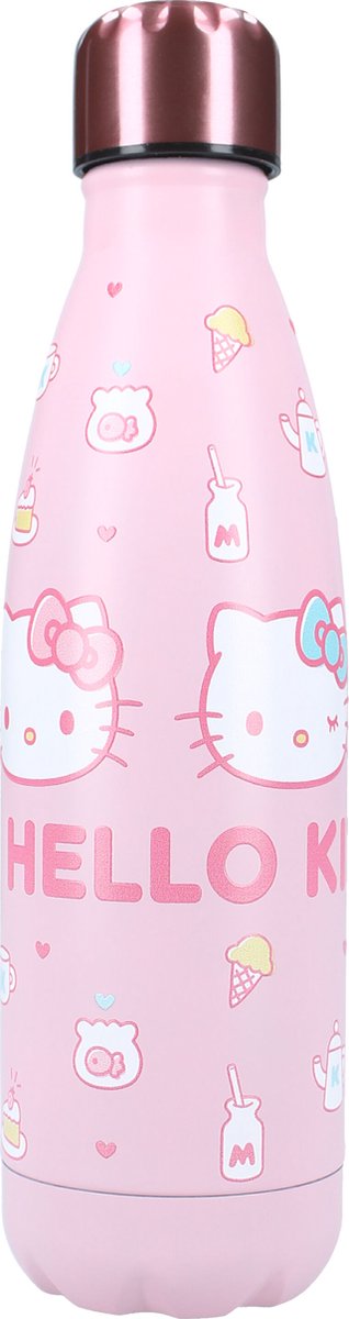 Vadobag hello kitty thirsty for more - schoolbeker en drinkfles - 700ml - stainless steel - roze