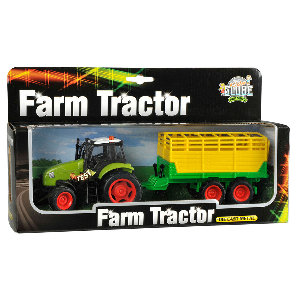Kids globe tractor met aanhanger licht geluid 1:32
