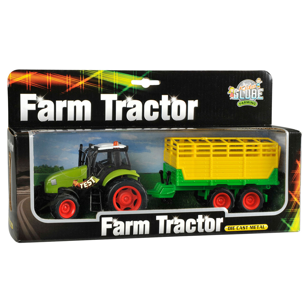 Kids globe tractor met aanhanger licht geluid 1:32