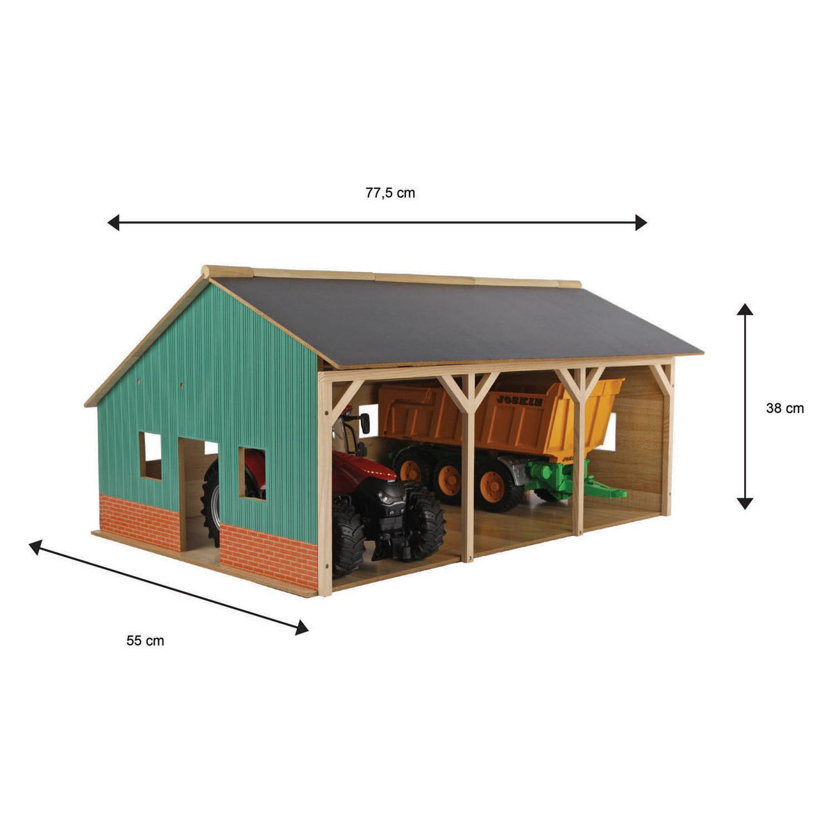 Kids globe landbouwloods hout voor 3 tractoren, 1:16