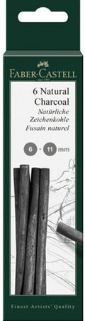 Faber-castell houtskool - pitt monochrome - 6-11 mm - 6 stuks - fc-129398