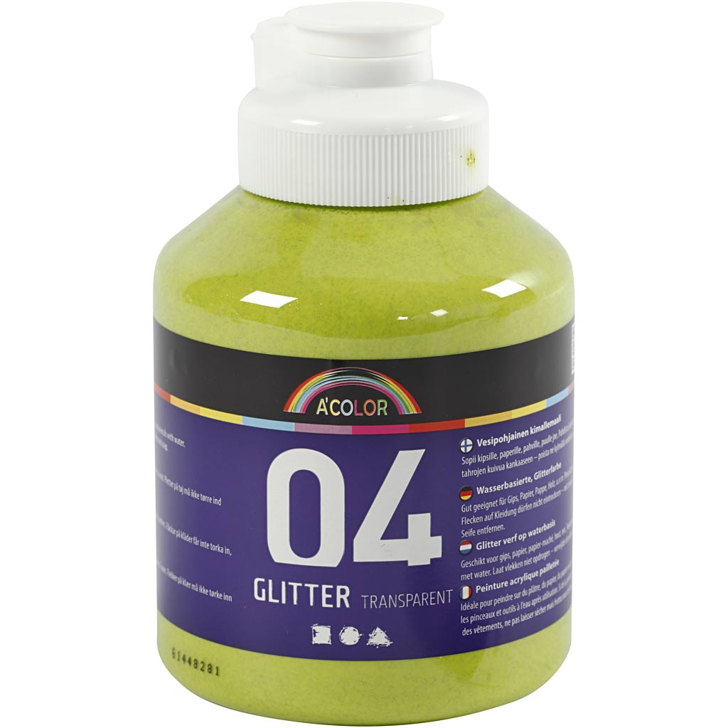 Creativ company acrylverf glitter voor kinderen - lime groen, 500ml