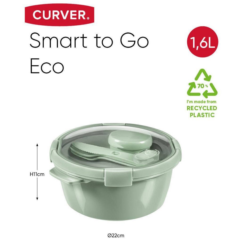 Curver lunchset smart to go eco rond 1,6l | 2 stuks
