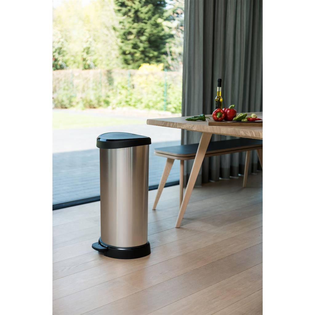 Curver decobin pedaalemmer 40l zilver metallic zwart