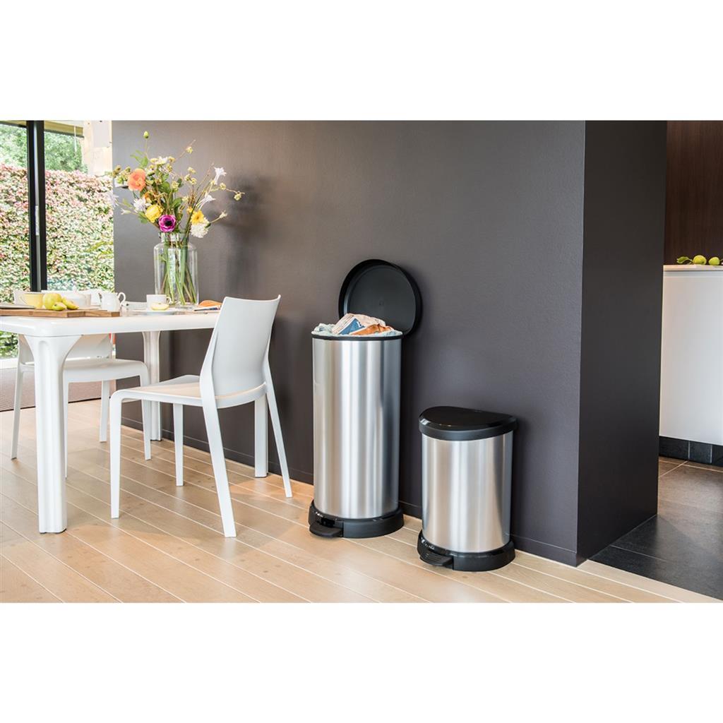 Curver decobin pedaalemmer 40l zilver metallic zwart