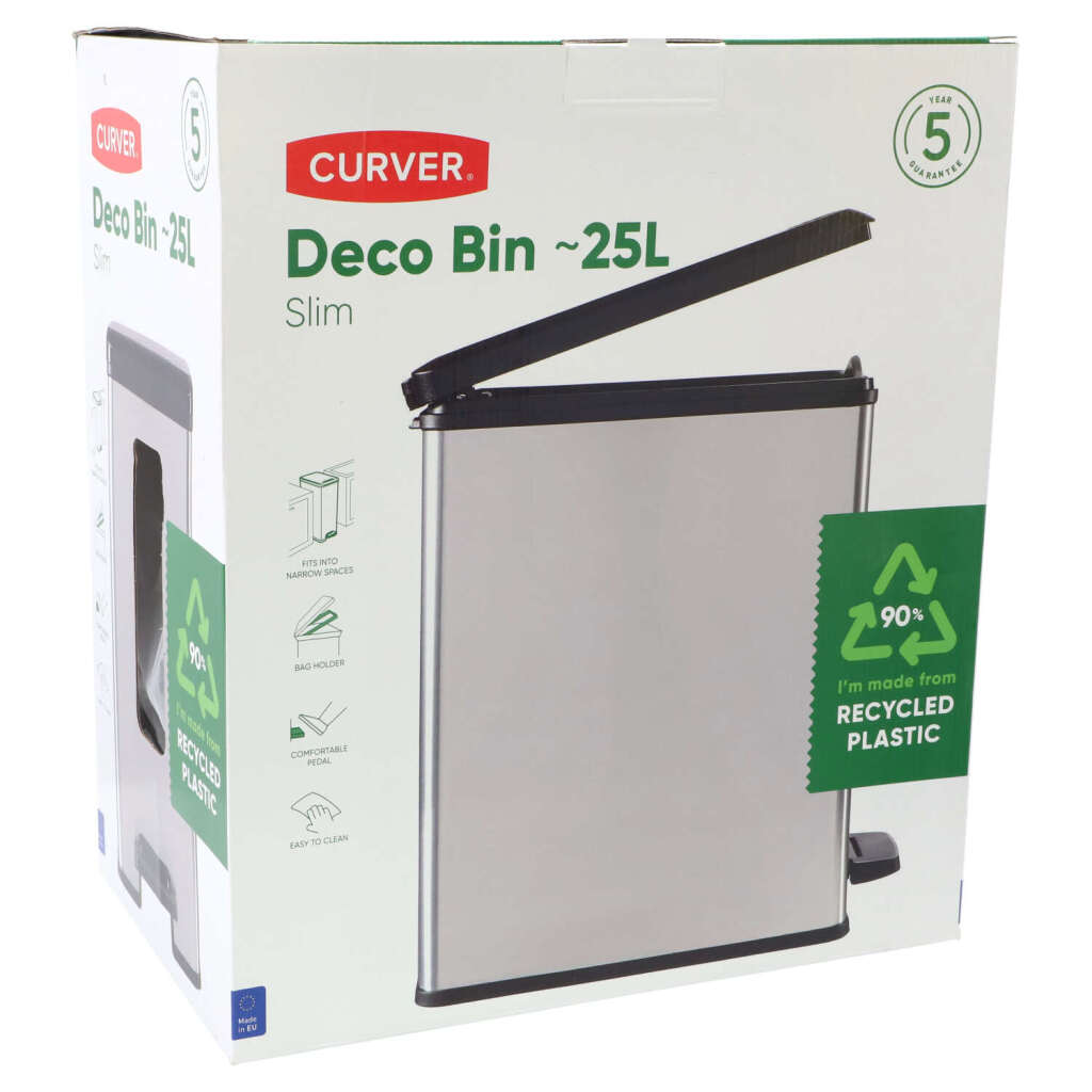 Curver Decobin Slim Treteimer 25L Metallic Schwarz