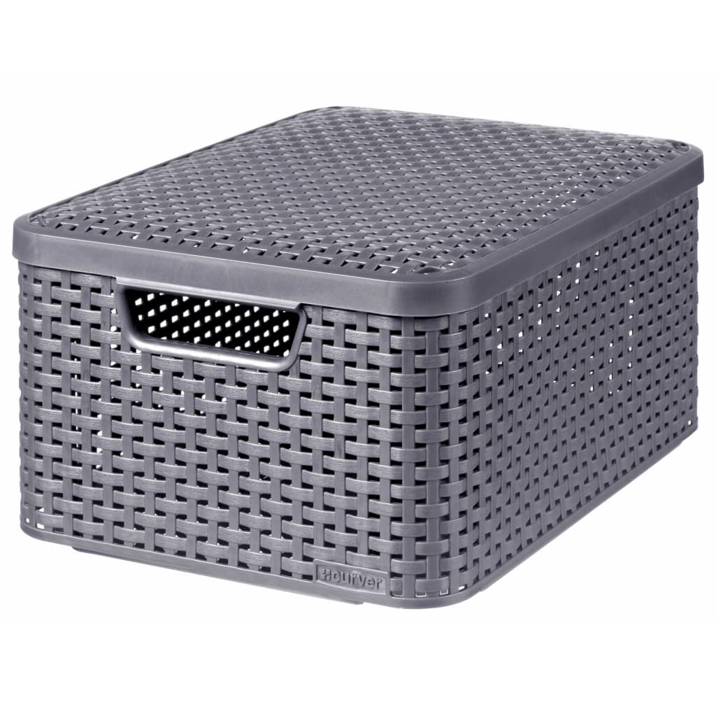 Curver Aufbewahrungsboxen mit Deckel, 3er-Set, Größe M, Anthrazit