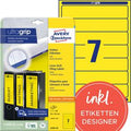 Rugetiketten avery l4765-20 geel, 140 etiketten