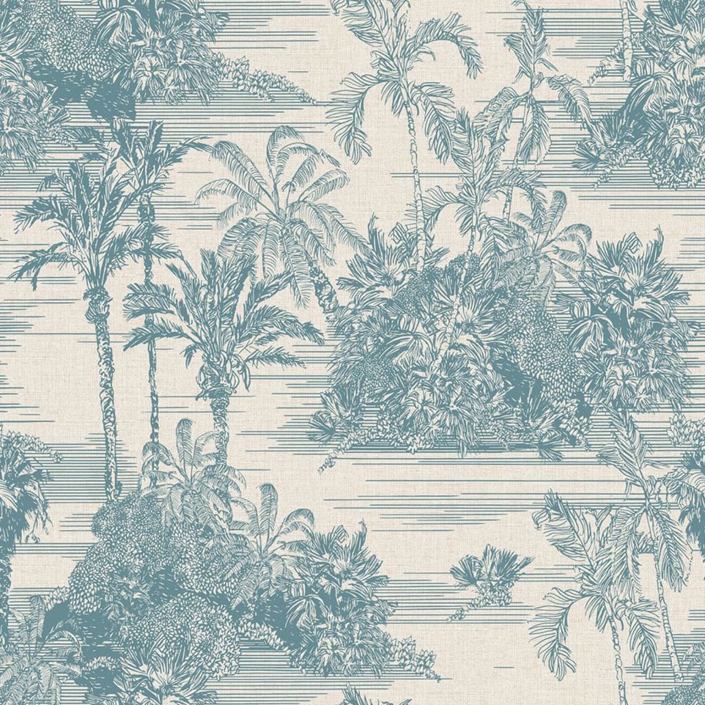 Niederländische Wandmalerei, niederländische Wandmalerei-Tapete, tropisches Beige und Hellblau