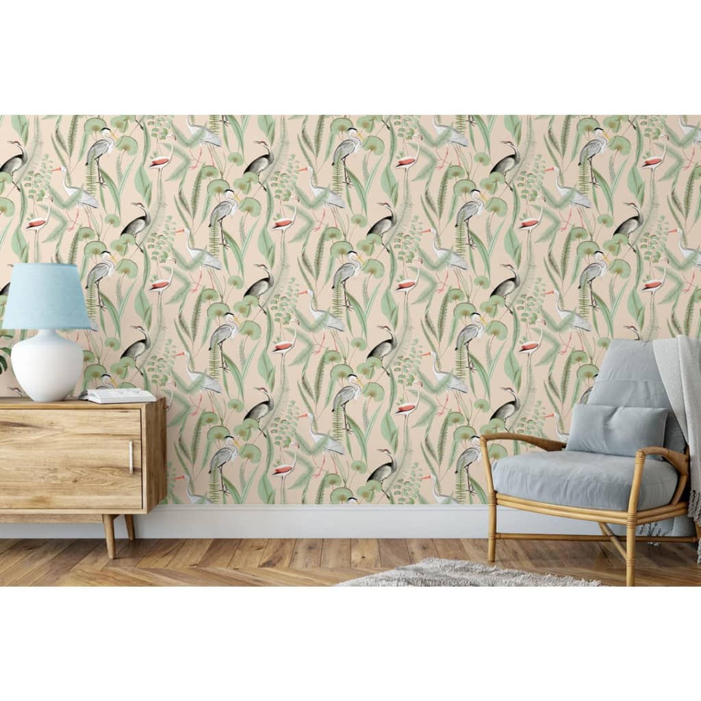 Tapeten von DUTCH WALLCOVERINGS in den Farben Flamingocreme und Mint